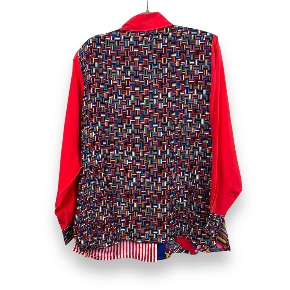 Koos of Course Womens Medium Red Silk Geometric Artsy Lagenlook Art-to-wear NWT - Picture 8 of 11